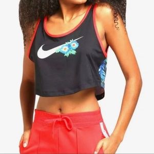 Nike Black Hyper Femme Crop Tank Top Black Floral